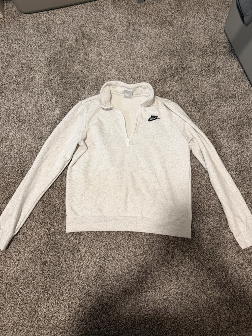 Nike Heather Gray Half-Zip Pullover with Black Swoosh
